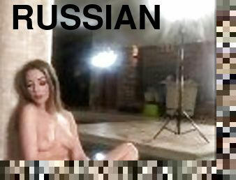 Russian model, Perfect body. open legs. pornshoot backstage.