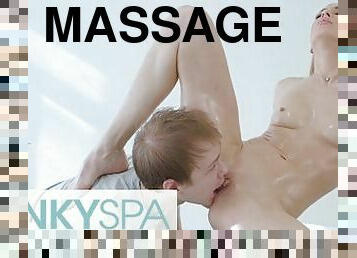Kinky Spa - Aiden Ashley Could Really Use A Massage So She Lets The Handsome Masseur Oil Her Up