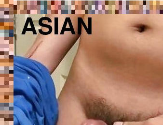 Asian straight guy jerk off with a big load
