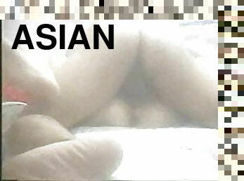 asiatisk, fitta-pussy, fru, amatör, brudar, milf, creampie, pov, knullande