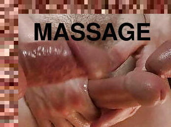 Happy massage for him in a threesome