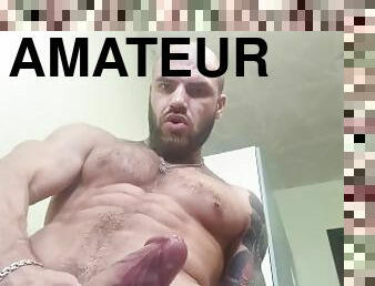 Horny stud show body and masturbait