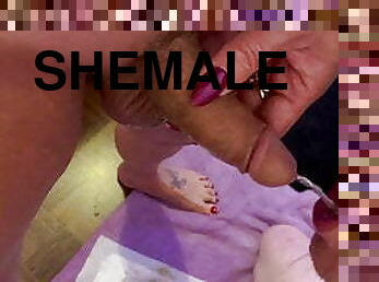 pissing, shemale, ogromny-kutas, para, dominacja