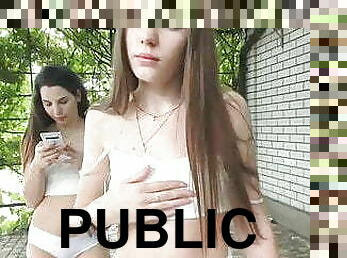 Naughty hot girls masturbating in the public park