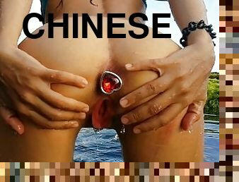 My Butt Plug n Chinese Balls flashing next to Surfers and local tourists