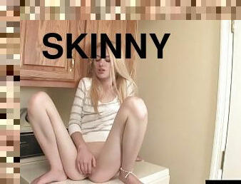 Skinny Blonde Teen Masturbations on Dryer Machine