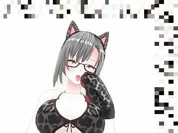 3D HENTAI Neko girl has a gorgeous orgasm and does AHEGAO