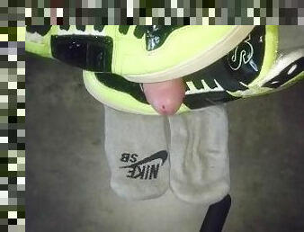 Cum on grey Nike SB Socks (request by a friend)