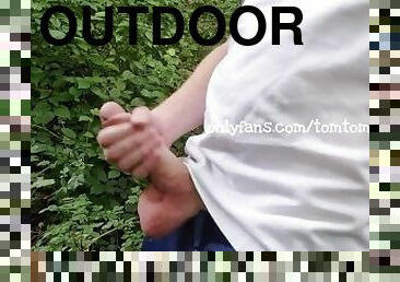 Hard ginger outdoor wank