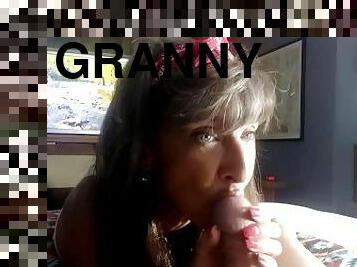 Sexy Granny Red Bandana In Her Hair Passionate Blowjob