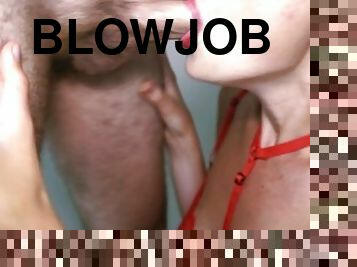 Incredibly CLOSE UP Blowjob with Massive CUM IN MOUTH - KaterinaAmateur