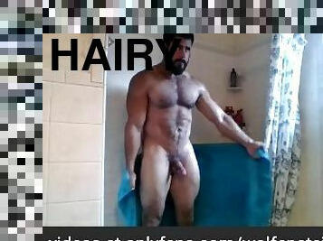 Hot Hairy Bodybuilder Drying Off Nude Out of Shower