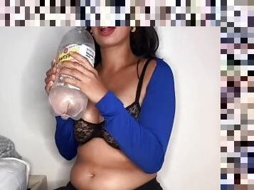 Sexy Chubby Latina Chugs and Burps