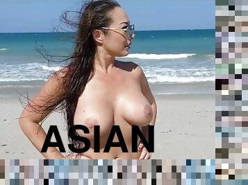 asiatisk, store-pupper, svær, offentlig, milf, japansk, kamera, strand, voyeur, pov