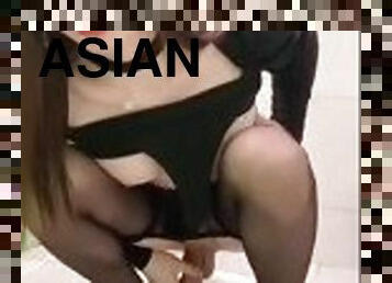 asiatisk, strumpbyxor, publik, skolflicka, shemale, tonåring, transa, ladyboy, under-kjolen, sprut