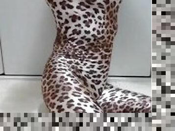 Japanese Crossdresser in the Fetish Leopard Zentai