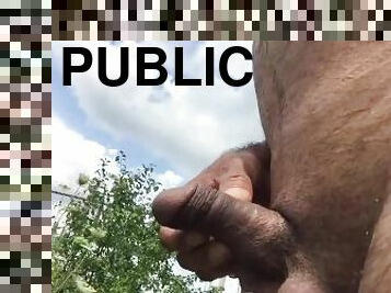 Hard cock long piss in public almost got caught