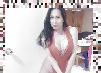 Gorgeous trans enjoying her sexy comedy dance with her cock out