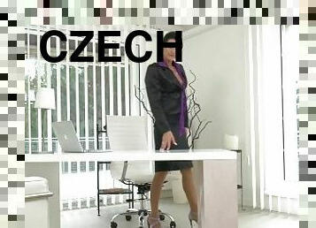 Czech MILF Celine Noiret Masturbates At Work In Her Office