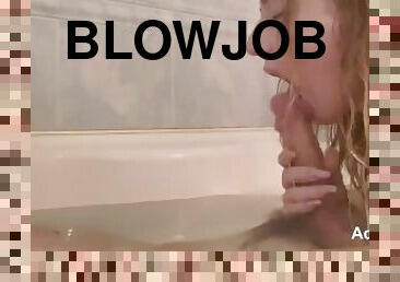 decided to give stepbrother a blowjob in the bath