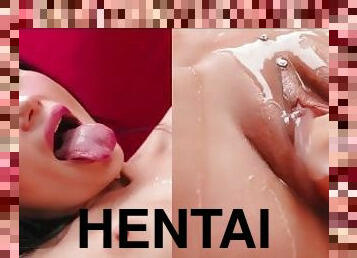 Real Life Hentai - Sasha Rose got fucked by Sex machine with extreme Bukkake and Ahegao