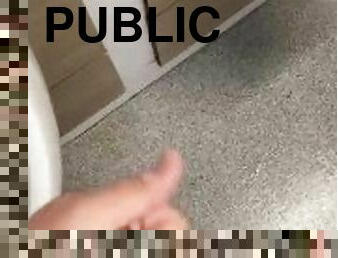 Playing with myself in the public toilets with big cumshot
