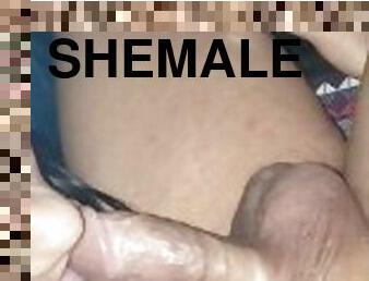 Female sucking off shemale