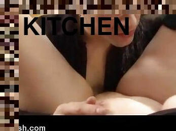 Hot Quickie In Kitchen Before Parents Visit For Dinner