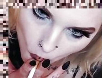 Blonde, Alt Babe Smoking Cigarette. Smoking hot!
