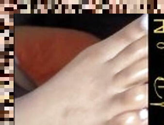 Babes Cute Feet give me a footjob.  Her Pretty Toes work my dick like fingers (Full clip next week)