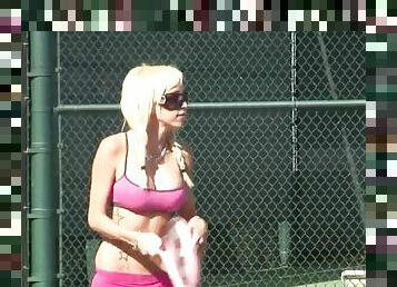 Blonde tennis player with big boobs gets fucked hard