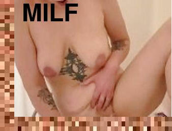 MILF Masturbates and Lactates in the Shower