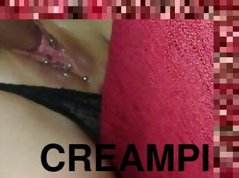 klitta, masturbation, bröstvårtor, fitta-pussy, rysk, creampie, pov, piercad, tight, sperma