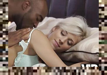 VIP4K. During the holidays, a blonde seduces an inexperienced black stranger