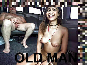 Jeni Gives Old Man One Last Fuck - BangBus