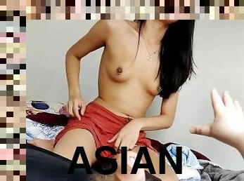 Horny Asian Trans GF Sucks, Mounts Transgirl Dick Cowgirl Style