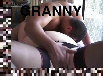 Horny granny gets pussy plowed