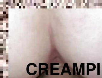 Creamy college teen pussy gets a creampie and keeps riding