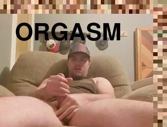 Stroking my big dick HARD with lotion MULTIPLE orgasms