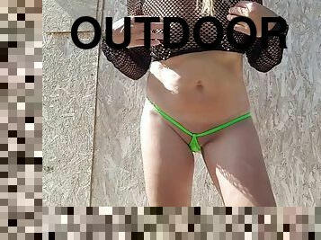 Nippleringlover hot mom changing sexy strings outdoors extreme pussy and nipple piercings