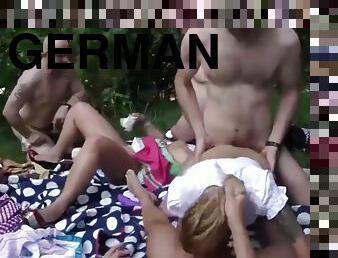 German Outdoor Gangbang Fuck Orgy