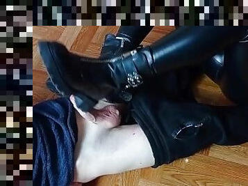 Foot fetish domination from girls in boots