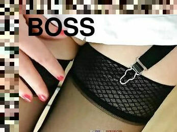 BOSS WANTS TO FUCK SECRETARY IN STOCKINGS IN OFFICE IN HANDCUFFS