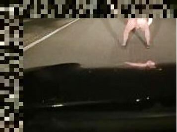 Exhibitionist Plays With His Dildo By The Highway