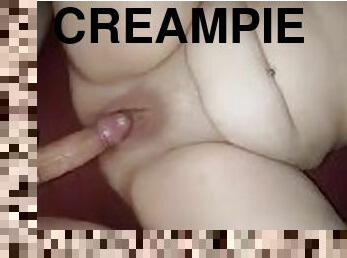 Chubby girl gets cream pied
