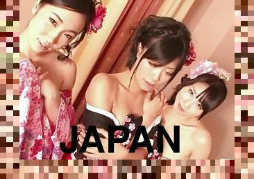 Three Japanese teens tease with their gorgeous bodies