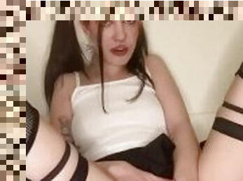 schoolgirl masturbates in the toilet