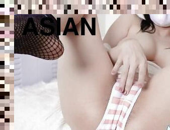 asia, payudara-besar, orgasme, vagina-pussy, muncrat, pelajar, jepang, stocking-stockings, pakaian-jaring-ikan, manis