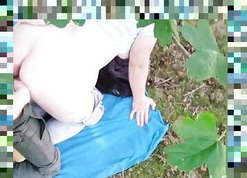 Fucking big white ass in the woods PUBLIC ALNOST GOT CAUGHT!