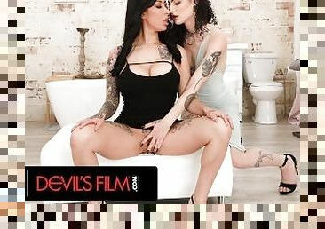 DEVILS FILM - Busty Inked Babes Bang In The Bathroom During A Private Party